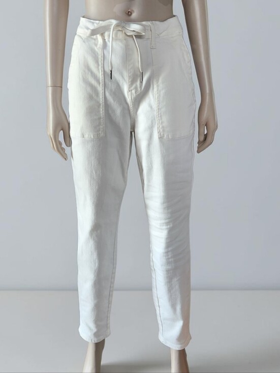 Judy Blue Denim - Judy Blue White Weekender Jean Utility Porkchop Pocket 5 27x30 Tie Waist Stretch